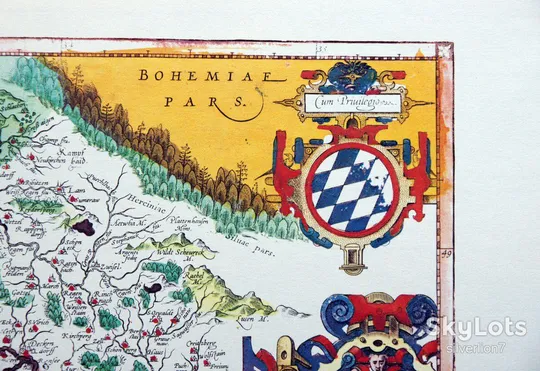 Старовинна мапа карта Баварії на папері верже 1595 Abraham Ortelius Продаж