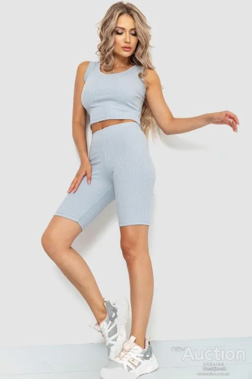 Купити Костюм женский в рубчик повседневный, цвет серый, 214R700