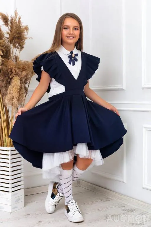 Сарафан для дівчинки колір темно синій Ціна