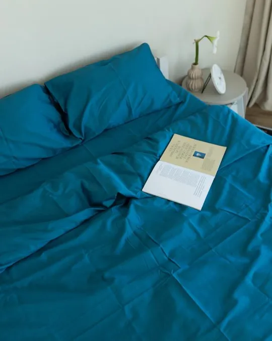 Постельное белье двуспальное Dushka Home Сатин Люкс 20913 180х215 см индиго Де купити