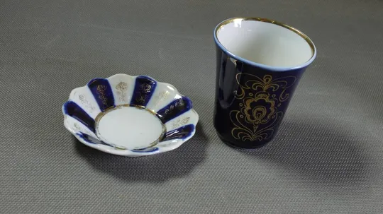Чашка с блюдцем советский фарфор БУ горнятко Бронниця с блюдцем Довбиш З аукціону
