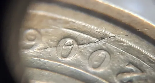 (5258) 1 гривня 2006 тріщина в металі монети на аверсі (1 гривна 2006 брак) Продаж