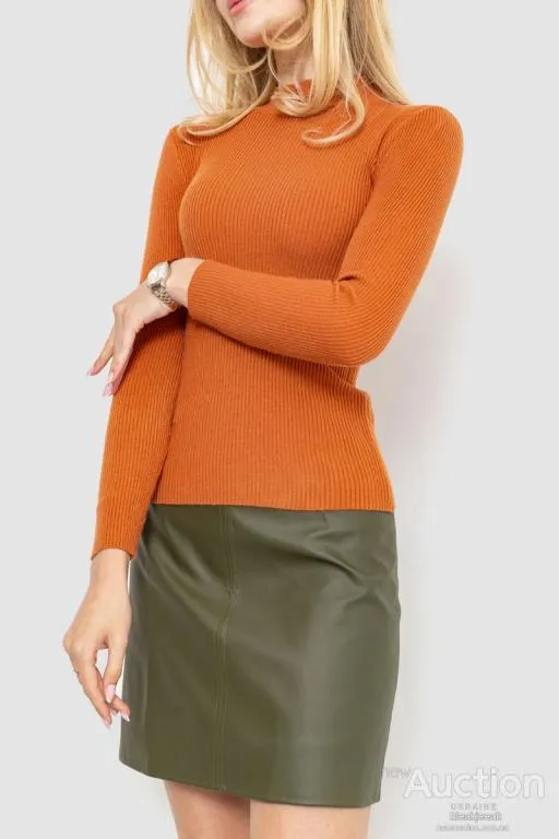 Водолазка женская трикотажная, цвет терракотовый, 204R035 З аукціону