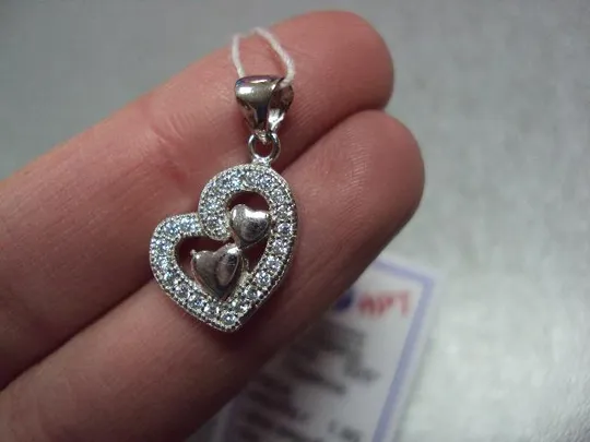 Новая подвеска кулон сердце сердечки серебро 925 проба украина вес 1,8 г №11087л Продаж