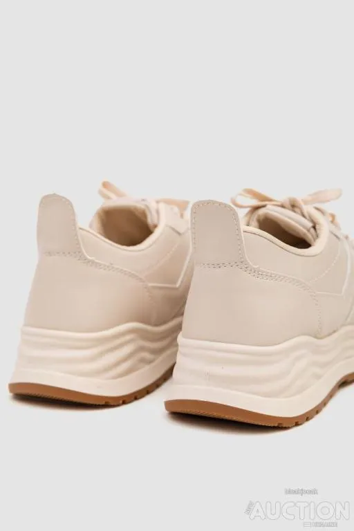 Кроссовки женские экокожа, цвет светло-бежевый, 243R186-126 Продаж