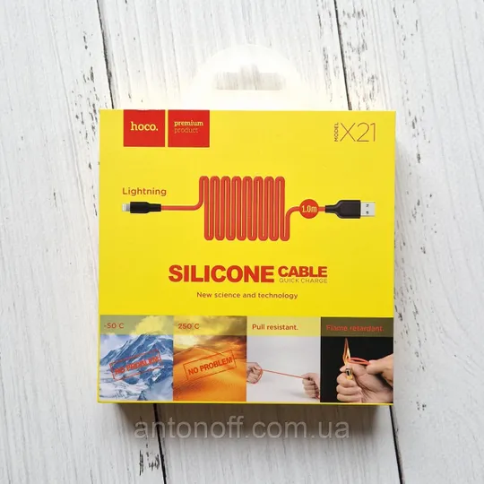 Кабель Hoco X21 Apple iPhone / Lightning 1м швидка зарядка силіконовий Червоний Ціна