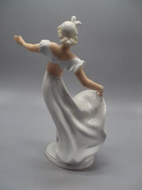Фигура фарфор статуэтка Schaubach Kunst Германия Кунст танцовщица девушка танцует 24,8 см №14481 Де купити