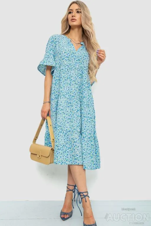 Сукня с цветочным принтом, цвет голубой, 102R5251 Ціна