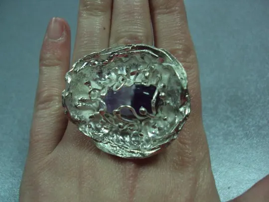 Кольцо аметист цветок цветочек авторская работа серебро 925 проба Украина 18,18 г 17-17,5 р №11914 Де купити