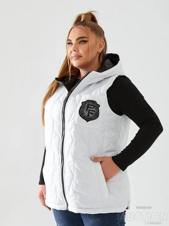 Жіноча жилетка з капюшоном колір білий  04 Ціна