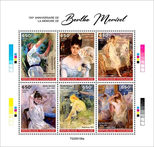 Того-Обнажённая Живопись-Берта Моризо-2025.Чистый полный красивый комплект. MNH. З аукціону