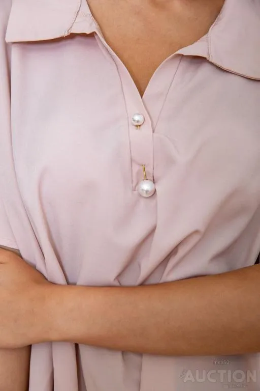 Шифоновая блуза с короткими рукавами, бежевого цвета, 172R24-1 Інтернет-аукціон