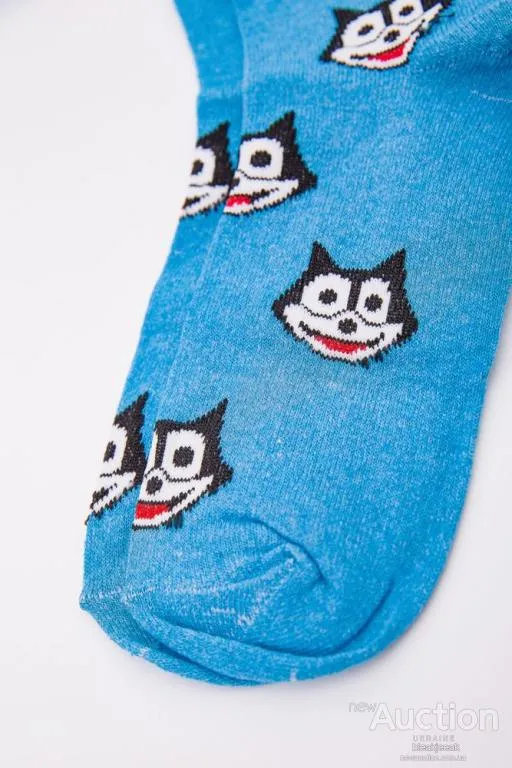 Купити Женские носки, голубого цвета с принтом, средней длины, 167R346