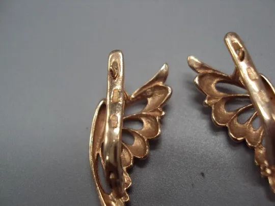 Серьги бабочки бабочка золото клеймо 585 проба герб Украина 4КХР вес 6,26 г длина 3,2 см №14714 Характеристики