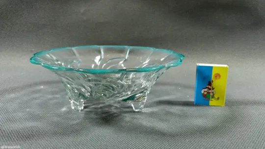 Купити Цукерниця ваза кольорове радянське скло з бірюзовим кантом Вживане