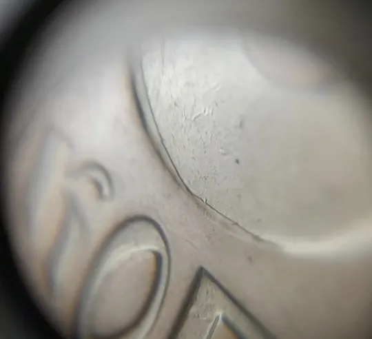 (8078) 50 копійок 2014 різновид розколів на цифрі "5" номіналу (брак "підошва") (50 копеек 2014) Інтернет-аукціон