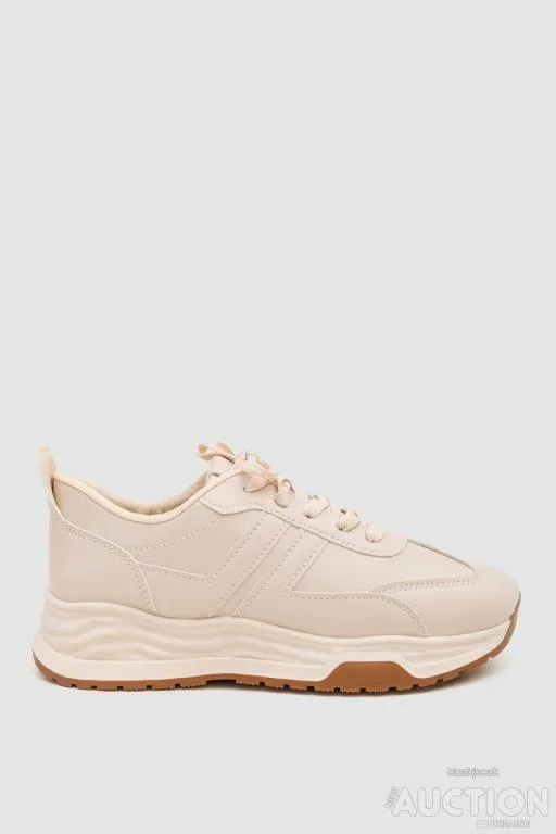 Кроссовки женские экокожа, цвет светло-бежевый, 243R186-126 Ціна