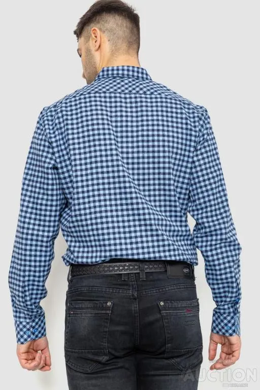 Рубашка мужская в клетку байковая, цвет сине-голубой, 214R16-33-164 Продаж