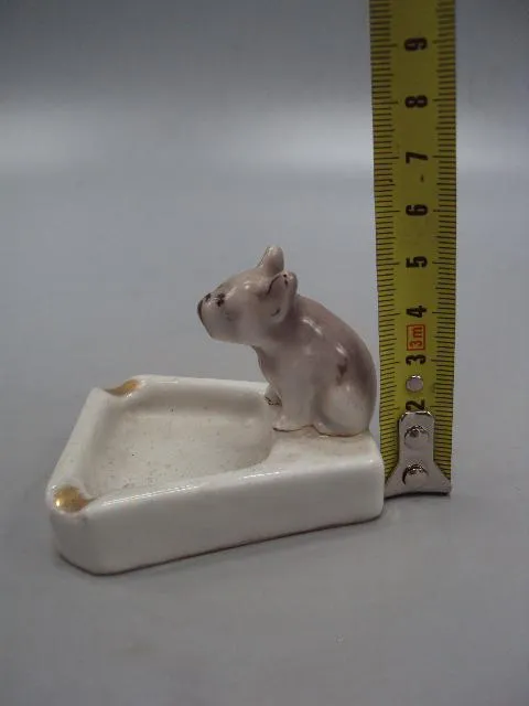 Купити Пепельница фарфор Песочное собака бульдог собачка Первомайский фарфоровый завод 5х6,7х6 см №14036