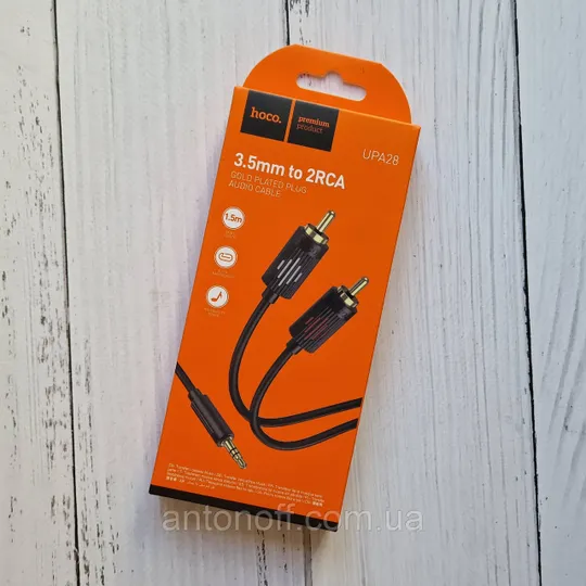 Купити Аудіо кабель Hoco UPA28 AUX 3.5mm to 2RCA 1.5m (miniJack-тюльпан) Чорний