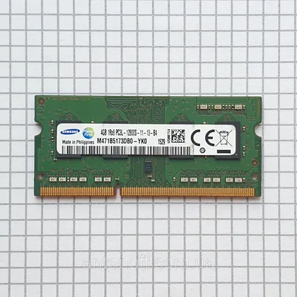 фото, Модуль пам'яті Samsung 4GB 1Rx8 PC3L-12800S (DDR3L) M471B5173DB0-YK0 для ноутбука