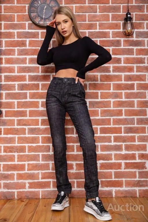 Купити Женские джинсы прямого кроя, грифельный цвет, 182R1409-1