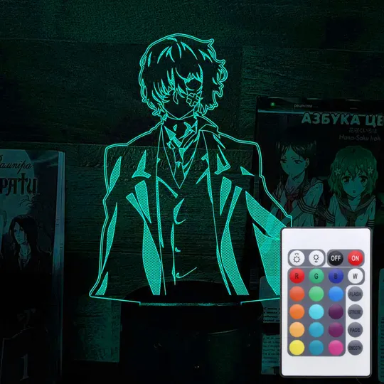 Акриловий світильник-нічник з пультом 16 кольорів Осаму Дазай 3 tty-n002324 Ціна