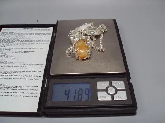 Колье ожерелье янтарь листья листочки авторская работа серебро 925 проба Украина вес 41,89 г №14131 Недорого