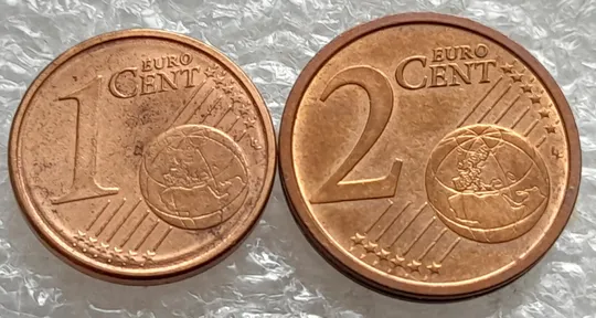 (2109) 1 євроцент 2014 та 2 євроценти 2014 Італія - 2 монети одним лотом (1 евроцент 2014, 2 евроцента 2014 Италия) Продаж