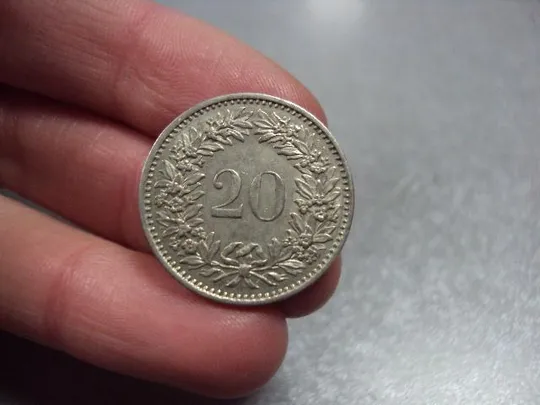 Купити монета швейцария 20 раппен 1970 №8605