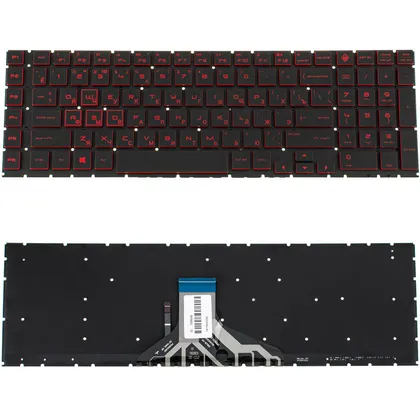фото, Клавіатура для ноутбука HP (Omen: 17-CB series ) rus, black, без фрейма, підсвічування клавіш(RED)