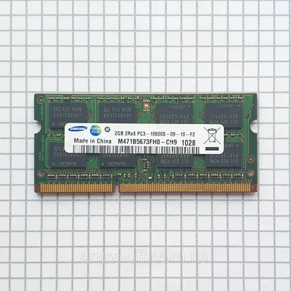фото, Модуль пам'яті Samsung 2GB 2Rx8 PC3-10600S (DDR3) M471B5673FH0-CH9 для ноутбука оригінал