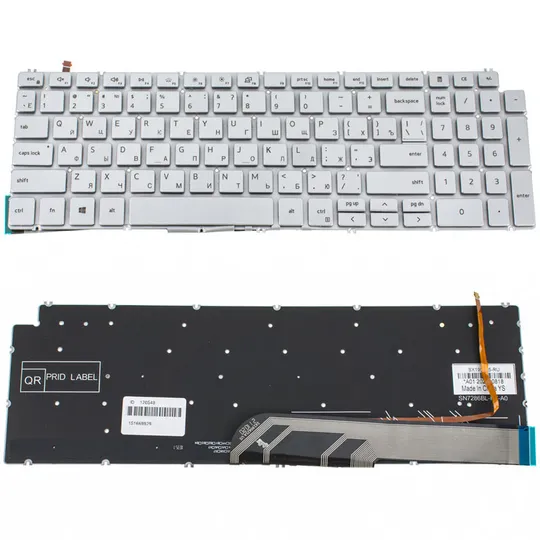 Клавіатура для ноутбука DELL (Inspiron: 5584), rus, silver, без фрейма, підсвічування клавіш Ціна