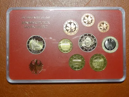 фото, Комплект євромонет Німеччини 2012 G (повний комплект+2 ювілейні) UNC