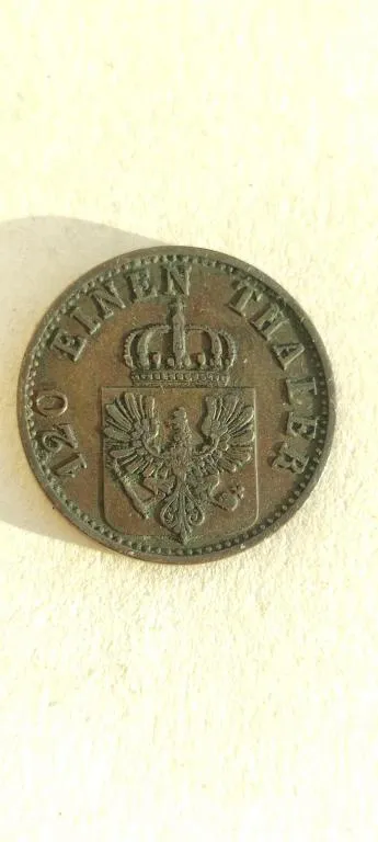 Редкая монета 3 пфенинга 1868 год 1/120 часть талера королевство Пруссия медь оригинал bs449. Ціна