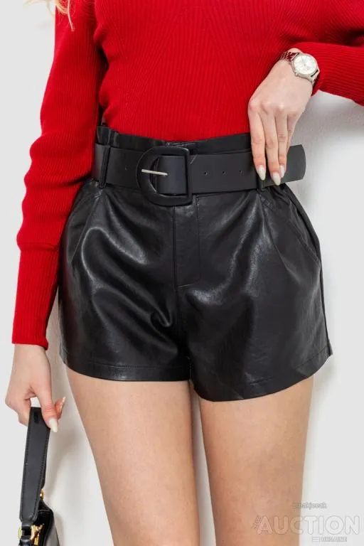 Шорты женские из экокожи, цвет черный, 186R6750 Ціна