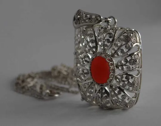 Підвіска філігрань срібло 800 проба корал Austria Інтернет-аукціон