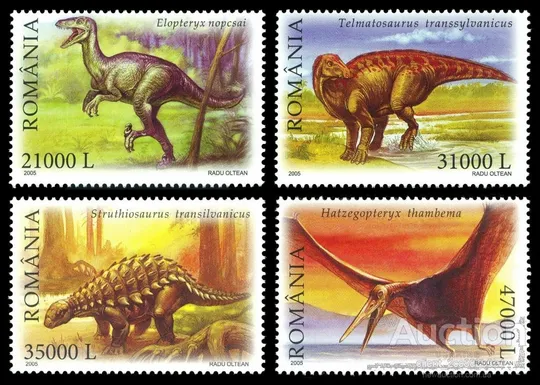 Купити Румыния-Динозавры-2005.Чистый полный комплект-Блок+серия 4 марки.MNH