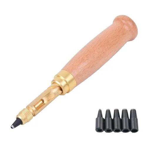 Дырокол винтовой, ручной пробойник для кожи 1.5-4мм, 6 насадок Ціна