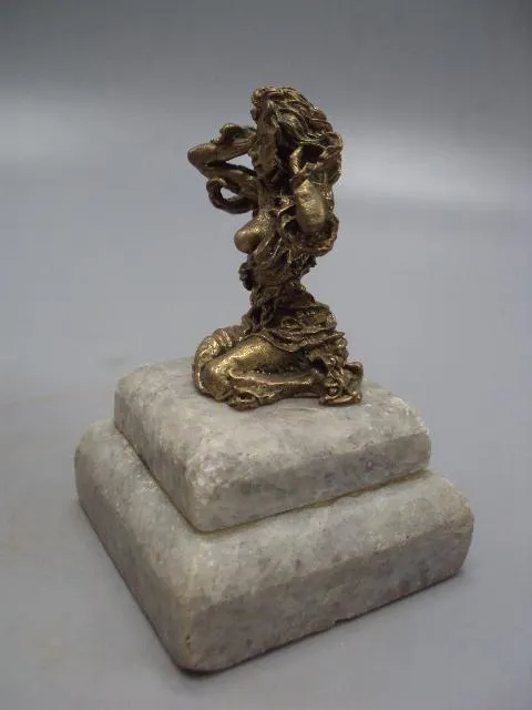 Фигура бронза на подставке камень статуэтка девушка русалка высота 8,8 см (№374) №13861 Продаж