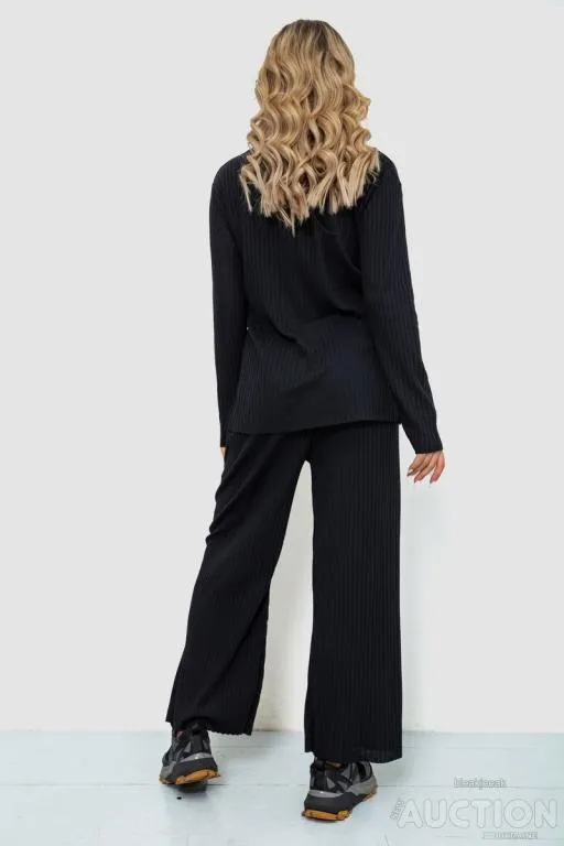 Костюм женский в рубчик повседневный, цвет черный, 238R57415 Продаж