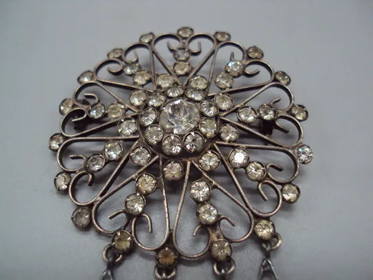 Брошка цветок с висюльками брошь цветочек серебро 875 проба ссср вес 9,15 г высота 5,5 см №15942 Де купити