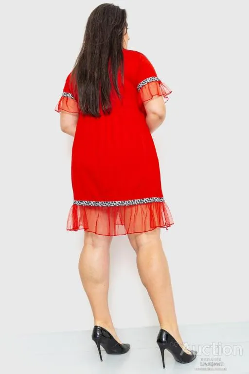 Платье свободного кроя, цвет красный, 231R6444 Продаж