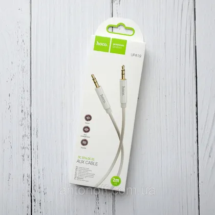 фото, Аудіо кабель Aux Hoco UPA19 mini-Jack 3.5mm to 3.5mm білий 2 метра