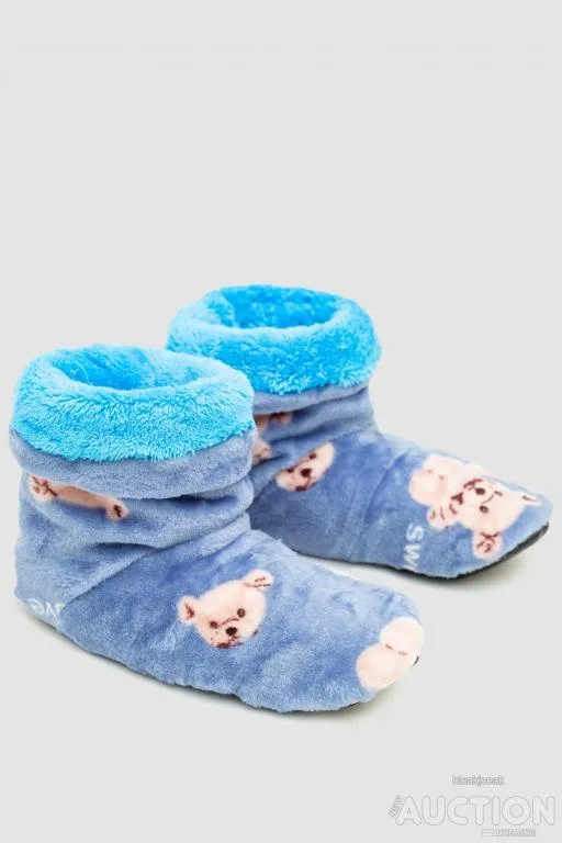 Купити Тапочки-сапожки  домашние плюшевые, цвет джинс, 102R1004-1