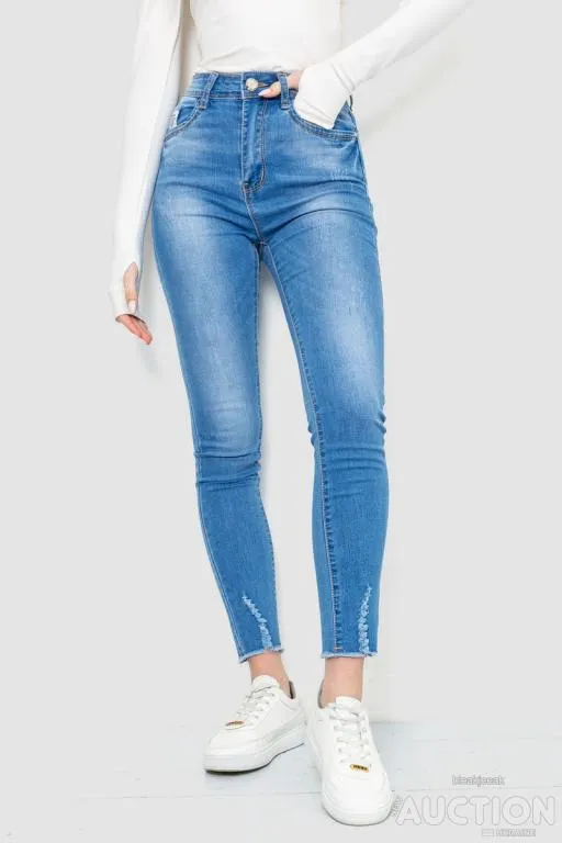 Джинсы женские с потертостями, цвет синий, 214R1531 Ціна