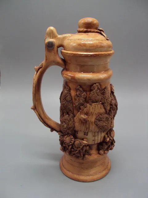 Пивная кружка керамика бокал для пива авторский Щ.Ю. хатка и мельница домик высота 23,5 см №13370 Ціна