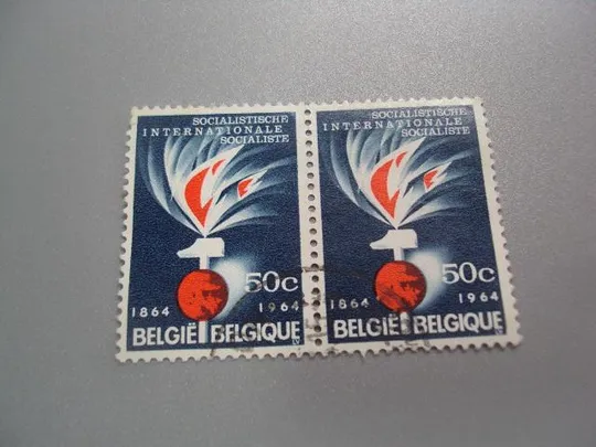 марки сцепка Бельгия 1964 Столетие Социалистического Интернационала 100 лет гаш №2135 Ціна