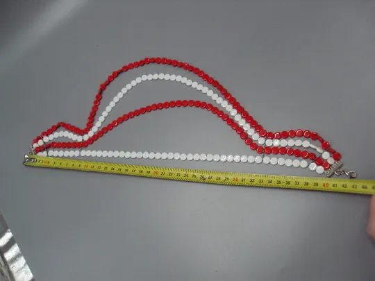 Бижутерия бусы в четыри ряда красно-белые камень намисто в 4 ряди червоно біле 43 см внутр. №18646 Продаж