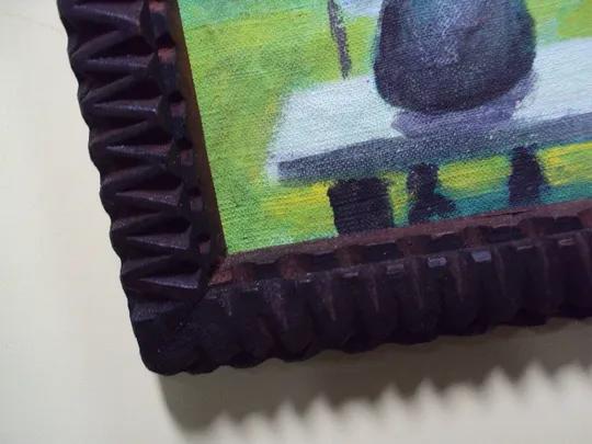 Картина сельский пейзаж жанровая сцена сельская жизнь пара и свиньи ДВП масло в резной раме №8 Характеристики